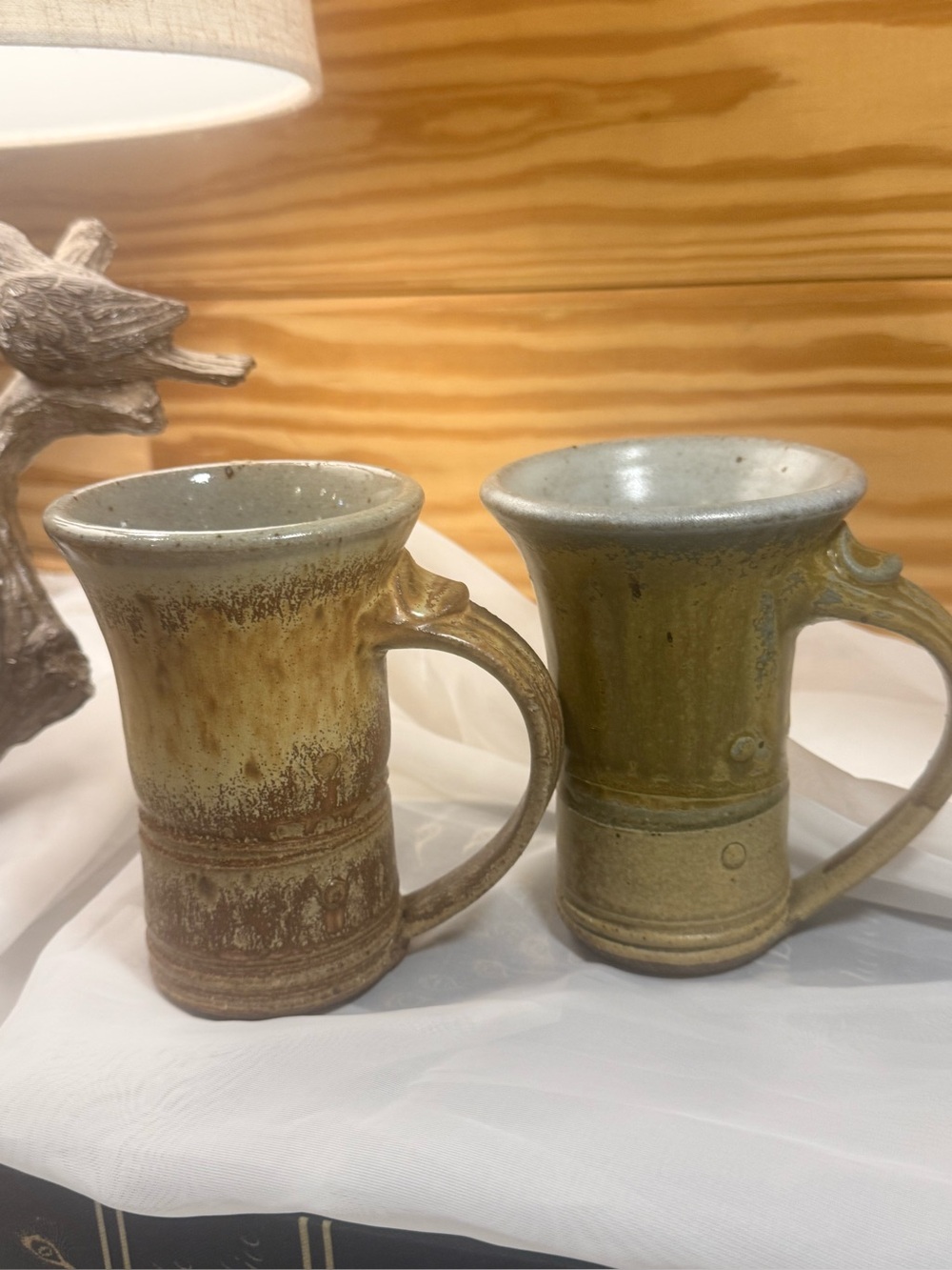 Handmade Ceramic Mug Duo in Olive Green and Brown